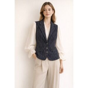 Vintage Women's Tailored Waistcoat Vest Three Button Lined Woven Fabric Black